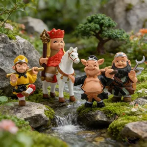 Cute Resin Cartoon Figurine Miniature Ornament Desk Accent Decor Chinese Mythological Characters Journey To The West Sculpture For Landscape Micro 造景 Desktop Gift Home Office Decoration