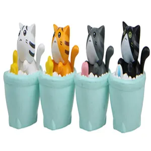 Süße Mini Badesau Katzen Figuren Set, Cartoon Harz Mikro Landschaft Tischdekoration Heimdekor.