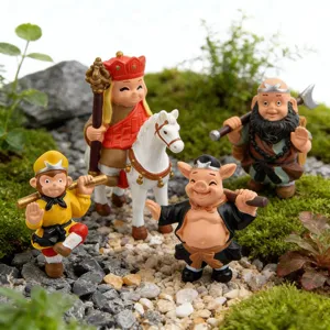 Cute Journey to the West action figure set, miniature landscape moss garden decoration.