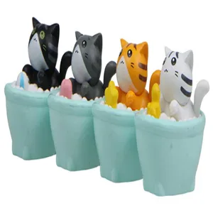 Süße Harz-Badekatzen Figuren in Mini-Wannen, perfekte Desktop-Ornament und Mini-Landschaftsdekor.