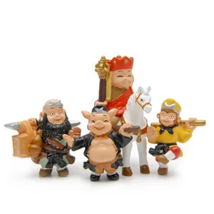 Cute Journey to the West action figures set, mini cartoon Monkey King and master desktop decor.