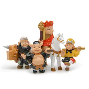 Cute Journey to the West figurine details, Sun Wukong and Tang Seng toys for desk decor.