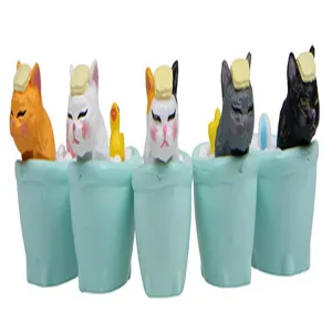 Mini süße Harz Katze Bademodell Figuren Set, kawaii Cartoon Schreibtisch Spielzeug Deko.