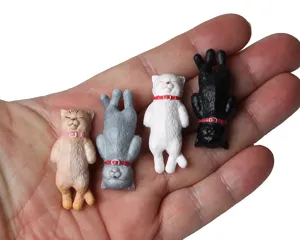 Mini sleeping cat figures set 4pcs cute resin animal charms keychain DIY craft pendant accessories