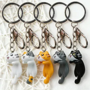 Süße Cartoon Katzen Schlüsselanhänger Taschenanhänger Set in fünf verschiedenen Farben