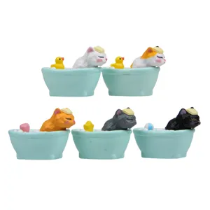 Süße Katzen Badewanne Miniatur Figuren Harz Mikro Landschaft Desktop Dekoration Set