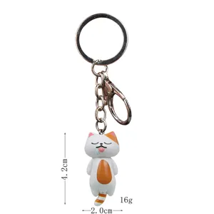 Niedlicher schlaffer Katze Schlüsselanhänger Metallring Taschenanhänger Detailansicht Foto