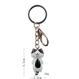 Süßer schlafender Katzen Schlüsselanhänger Metall Karabiner Taschen Anhänger Kätzchen