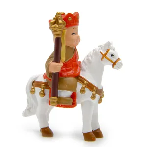 Cute Journey to the West Tang Monk riding white horse figurine, Chinese style resin toy desktop decoration.