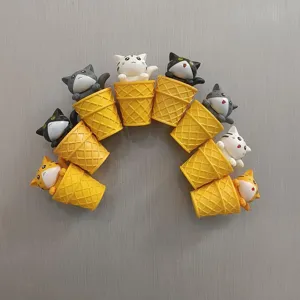 Süße Cartoon Katzen Eiswaffel Kühlschrankmagnete 8er Set dekorative Magnetaufkleber