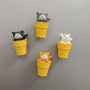 Eiscreme Katze Kühlschrankmagnet Set, süße Harz Magnetaufkleber für Küche Dekoration.