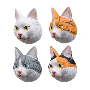 Niedliche realistische Katzenkopf Kühlschrankmagnete Set, Magnetaufkleber für Küche.