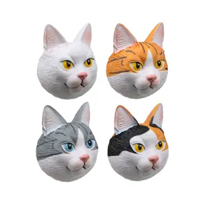 4 Stueck niedliche realistische Katzenkopf Magnetaufkleber fuer Kuehlschrank Deko