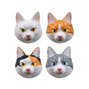 Realistischer Katzenkopf Kühlschrankmagnet 3D Cartoon Tier Magnetaufkleber PVC Kreative Kühlschrankdekoration Für Zuhause Küche Büro