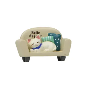 Miniature cat sofa figurine cute resin sleeping cat ornament for desktop decor garden micro landscape