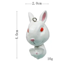 Süßer weißer Kaninchen Tierkreiszeichen Anhänger DIY Schlüsselanhänger Harz Miniatur Figur.