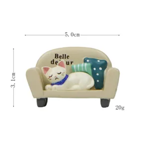 Miniature cat sofa figurine resin landscaping ornament succulent potted plant decor