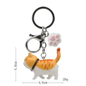 Süßer dicker oranger Katzen Schlüsselanhänger mit Pfoten Anhänger Metall Karabiner