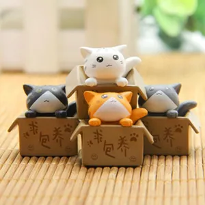 Niedliches schläfriges Katzen Miniatur Figuren Set Harz Desktop Dekoration Garten Deko