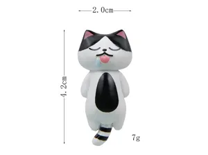 Süße schläfrige Katzen Harz Miniatur Figur, Detailansicht mit genauen Maßen und Gewicht.