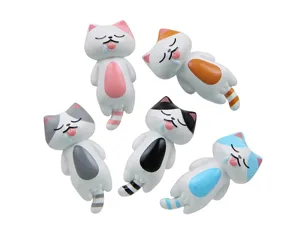 Süße schläfrige Katzen Miniatur Figuren 5er Set, ideal für Garten und Schreibtisch.