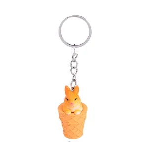 Süßer Cartoon Kaninchen Eiscreme Schlüsselanhänger Anhänger für Taschen und Geschenke.