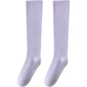 Women Compression Sports Socks Athletic Mid Calf Running Yoga Socks Cotton Blend Anti Slip Breathable Athletic Hosiery