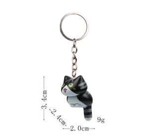 Leuke zwart-witte kat sleutelhanger hars hanger metalen ring tas accessoire gift