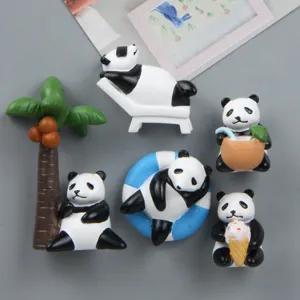 Süße sommerliche Panda Harz Miniatur Figuren Set Desktop Bonsai Mikro Landschaft Deko Ornament