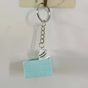 Niedlicher Cartoon Katze Schwimmbad Schlüsselanhänger Tasche Anhänger Harz Zubehör Geschenk.