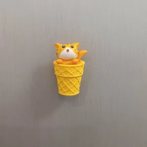 Süßer Katzen Eiswaffel Kühlschrankmagnet Magnetspielzeug Haus Küche Dekoration Tier