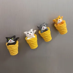 Süße Katzen Kühlschrankmagnete Eistüte Design Magnetaufkleber für Dekoration 4 Stk.