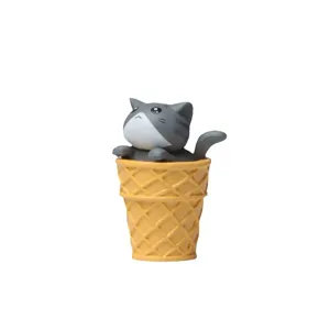 Süßer Eiscreme Katze Kühlschrankmagnet, kreativer tierischer Magnetaufkleber für Deko.
