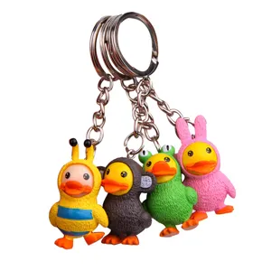 Joli ensemble de porte-clés cosplay de canard mignon, pendentif de sac et anneau de voiture.