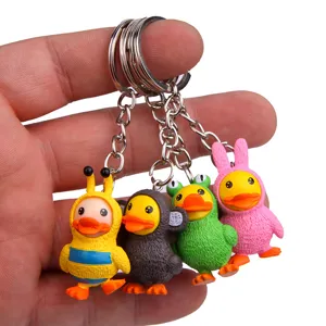 Porte-clés Créatif en PVC Canard Cosplay Animal pour Sac Voiture Abeille Grenouille Lapin Singe Figurine de Caneton Mignon Cadeau