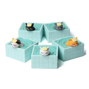 Süße Katzen Miniatur Figuren entspannen in Badewannen Resin Cartoon Deko Spielzeug Set