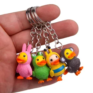 Joli porte-clés canard lot de 4 figurines cosplay animal pendentif de sac anneau de clé de voiture