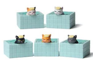Niedliche Miniatur Katzen Bad Figuren Set, bezaubernde Kunstharz Wanne Tisch Deko Details.