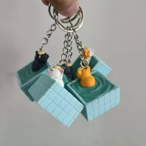 Süße Cartoon Katze Schlüsselanhänger Kunststoff Pool Badende Katze Tasche Hänger Zubehör