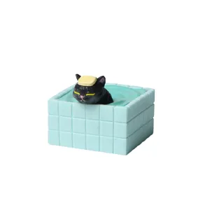 Süße schwarze Katze Schwimmbad Bad Figur Anhänger Schlüsselanhänger Tasche Geschenk