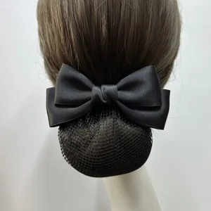Women Professional Hair Net Bun Cover Bowknot Hair Clip Hair Accessories For Nurse Hotel Front Desk Work Hair Styling