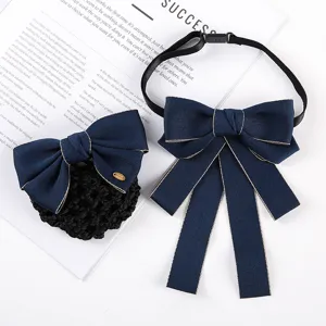 Women Professional Uniform Bow Tie Collar Flower Fabric Rhinestone Pearl Neckwear Office Hotel Business Formal Bowtie