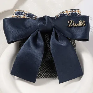Professional Hair Net Bow Hairpiece Tweed Plaid Bow with Hairnet For Nurse Flight Attendant Women Hair Accessories