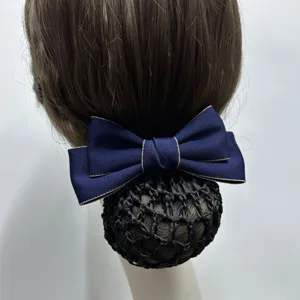 Professional hair net bow for women workplace nurse hotel front desk bun cover accessory