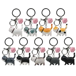 Süße Cartoon Katzen Schlüsselanhänger mit rosa Pfoten Anhänger, kreative Taschen Anhänger Geschenke.