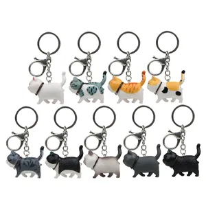 Süße dicke Katzen Schlüsselanhänger Set, niedliche Katzen Figuren für Taschen Anhänger.