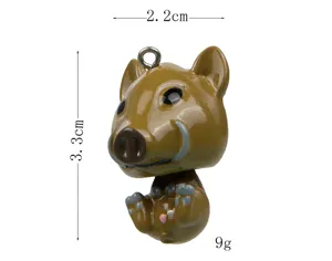 Süßer Wildschwein Tierkreiszeichen Anhänger Schlüsselanhänger, Harz Figur 3,3cm, DIY Schmuck.