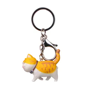 Süßer dicker orangefarbener Katzen Schlüsselanhänger, niedlicher Kätzchen Anhänger für Taschen.