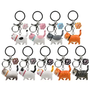 Portachiavi Gatto Grasso Carino Statuetta di Animale in Resina di Cartone Animato Ciondolo Borsa con Mosquetone Ciondolo Zampa di Gato Accessori