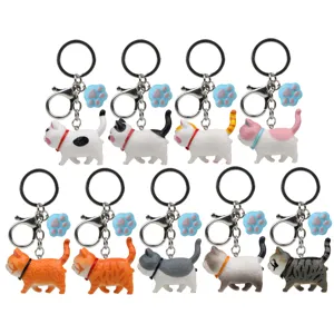Simpatico portachiavi gatto cicciottello set cartone animato borsa ciondolo metallo